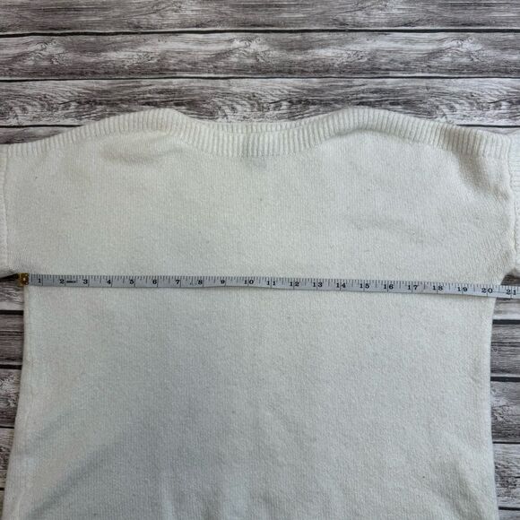 Falls Creek Womens Tiered Ruffle Sleeve Sweater S SM Small Ivory Cream Off White - Picture 8 of 13